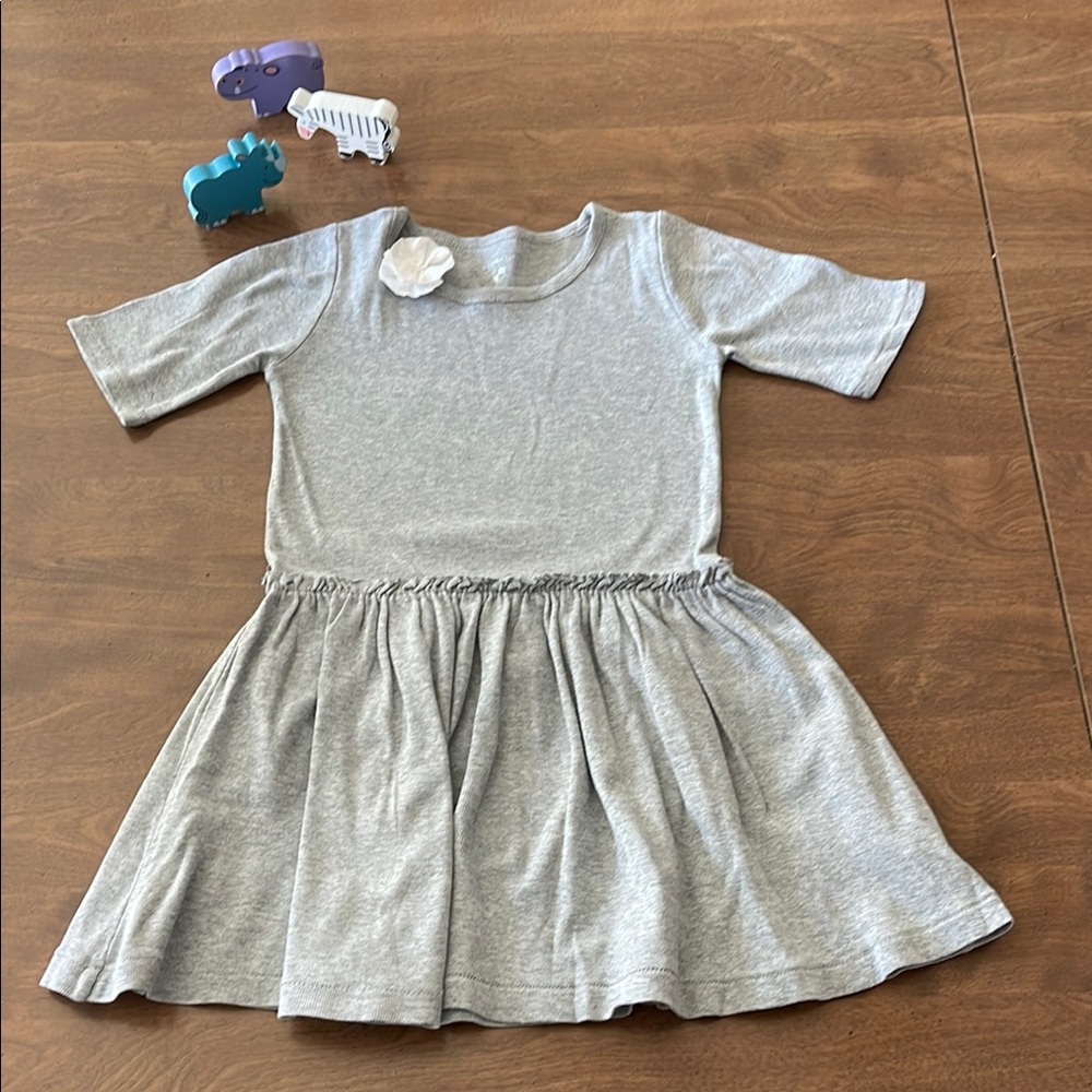 Crewcuts Gray Kids Dress with Flower Accent
